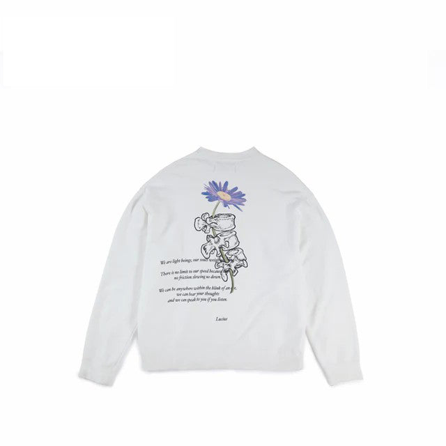 Purple Daisy Sweatshirt White